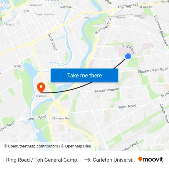 Ring Road / Toh General Campus to Carleton University map