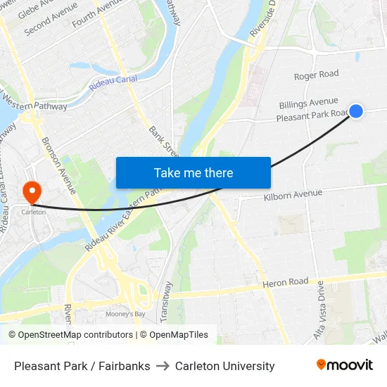 Pleasant Park / Fairbanks to Carleton University map