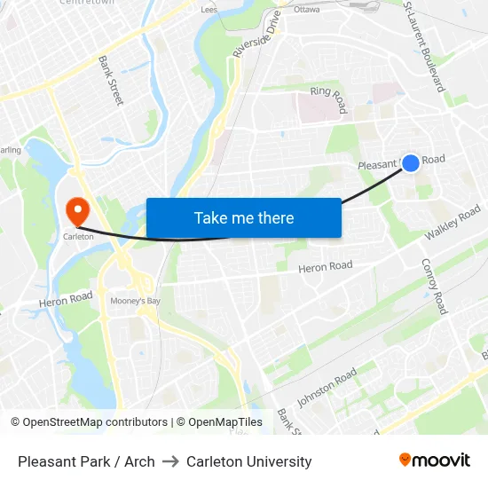 Pleasant Park / Arch to Carleton University map