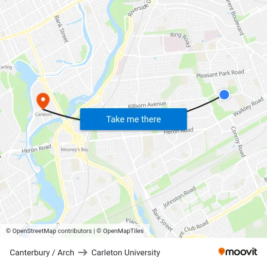 Canterbury / Arch to Carleton University map