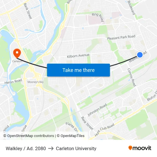 Walkley / Ad. 2080 to Carleton University map