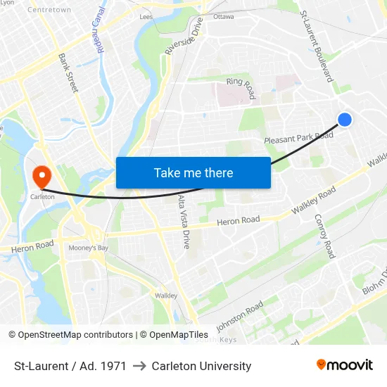 St-Laurent / Ad. 1971 to Carleton University map