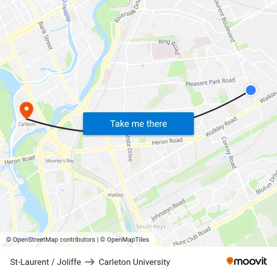 St-Laurent / Joliffe to Carleton University map