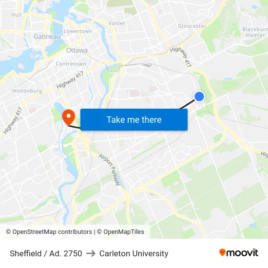Sheffield / Ad. 2750 to Carleton University map