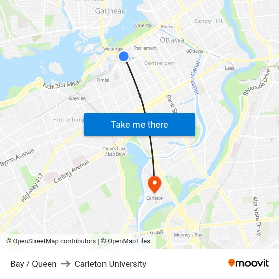 Bay / Queen to Carleton University map