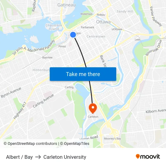 Albert / Bay to Carleton University map