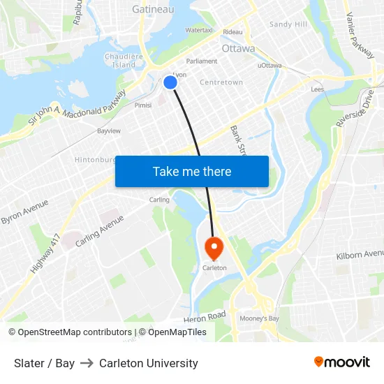 Slater / Bay to Carleton University map