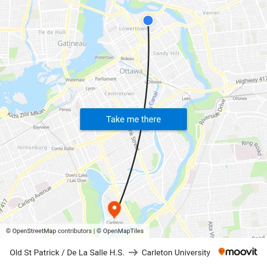 Old St Patrick / De La Salle H.S. to Carleton University map