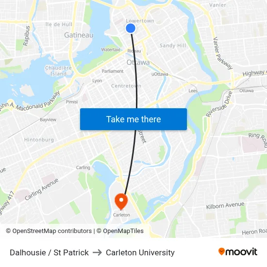 Dalhousie / St Patrick to Carleton University map