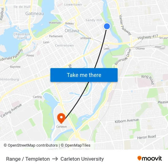 Range / Templeton to Carleton University map