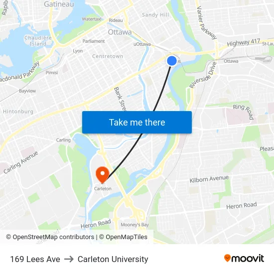 169 Lees Ave to Carleton University map