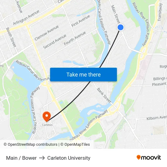 Main / Bower to Carleton University map
