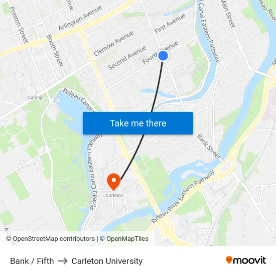 Bank / Fifth to Carleton University map