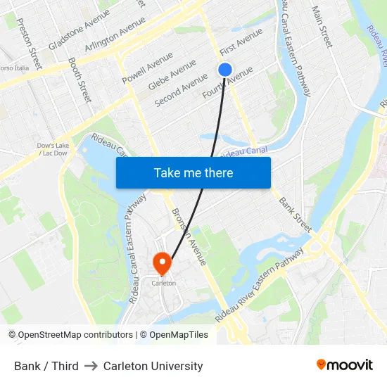 Bank / Third to Carleton University map