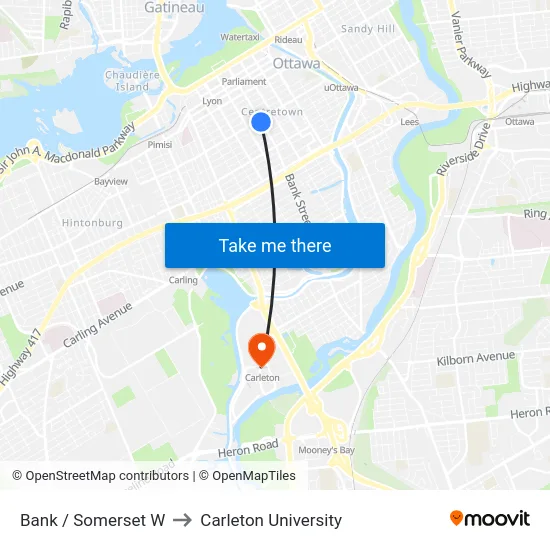 Bank / Somerset W to Carleton University map