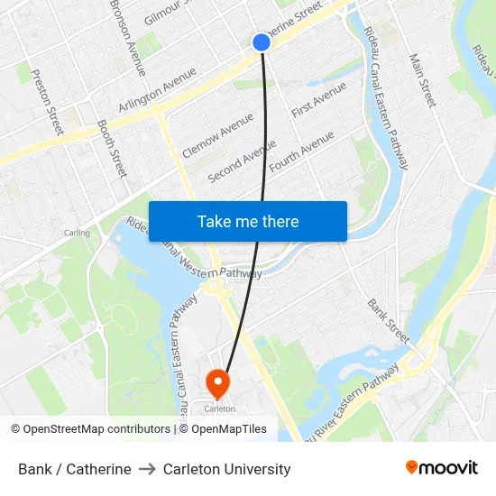 Bank / Catherine to Carleton University map