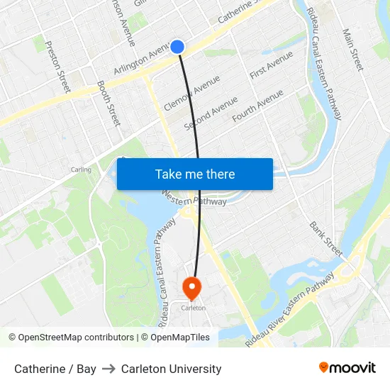 Catherine / Bay to Carleton University map