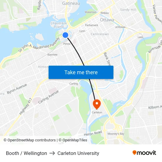 Booth / Wellington to Carleton University map