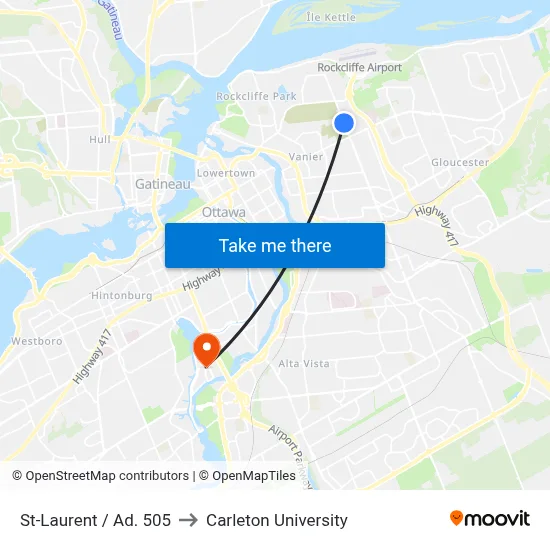 St-Laurent / Ad. 505 to Carleton University map