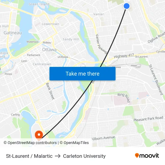 St-Laurent / Malartic to Carleton University map