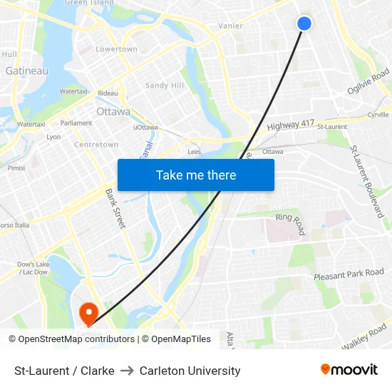St-Laurent / Clarke to Carleton University map