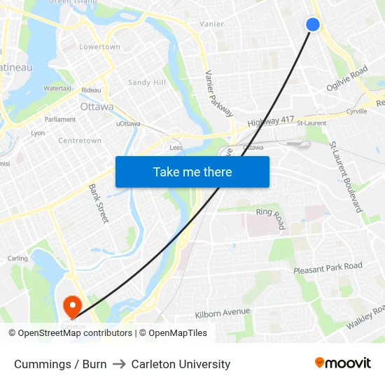 Cummings / Burn to Carleton University map