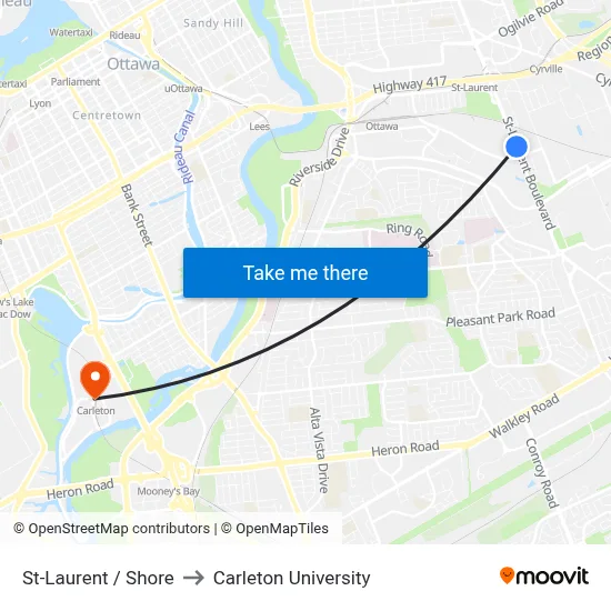 St-Laurent / Shore to Carleton University map