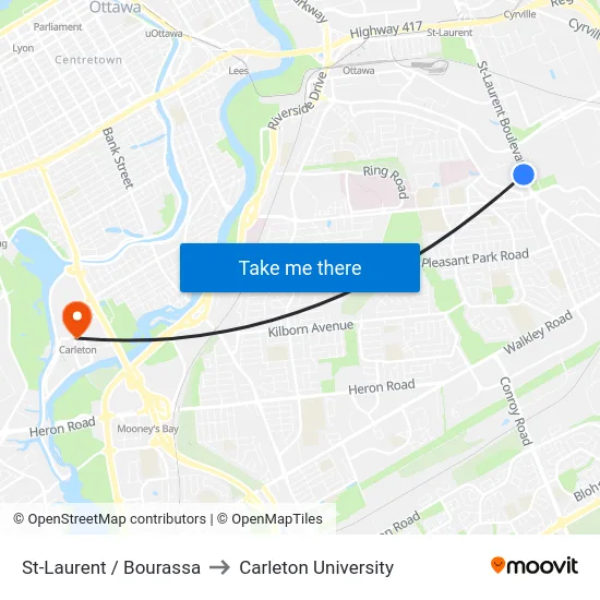 St-Laurent / Bourassa to Carleton University map
