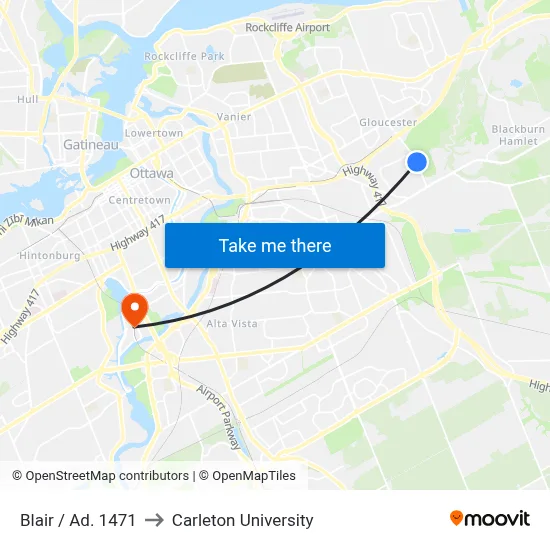 Blair / Ad. 1471 to Carleton University map