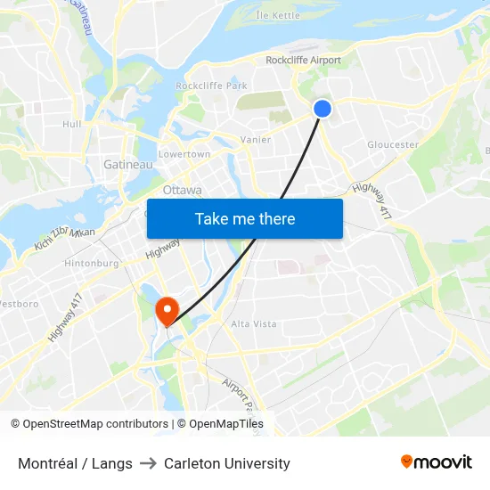 Montréal / Langs to Carleton University map