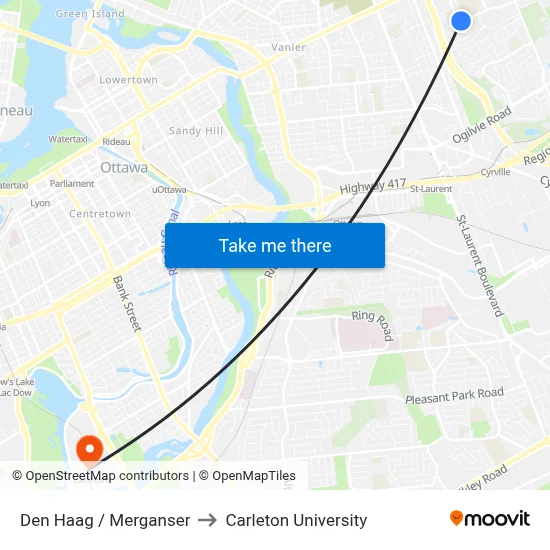 Den Haag / Merganser to Carleton University map