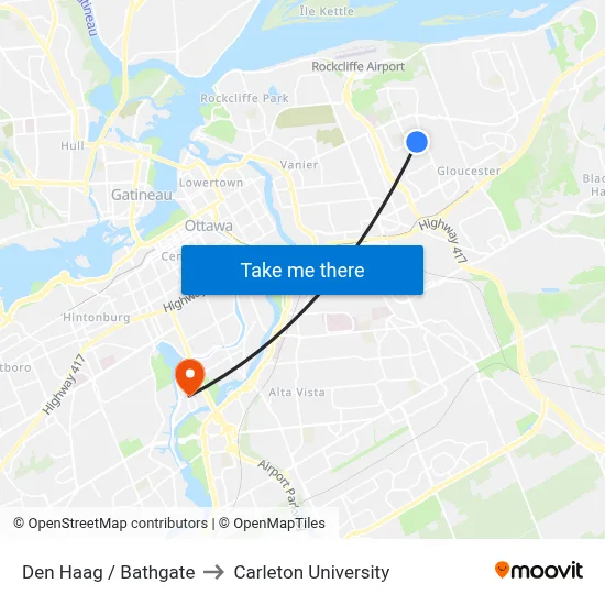 Den Haag / Bathgate to Carleton University map