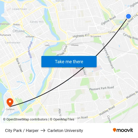 City Park / Harper to Carleton University map