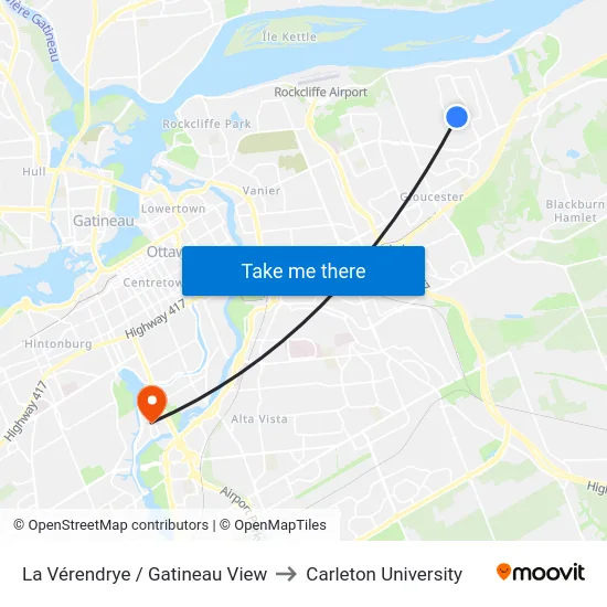 La Vérendrye / Gatineau View to Carleton University map
