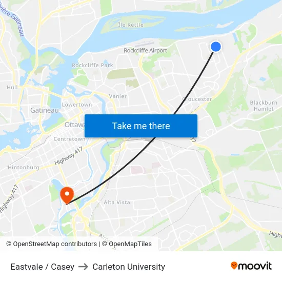 Eastvale / Casey to Carleton University map