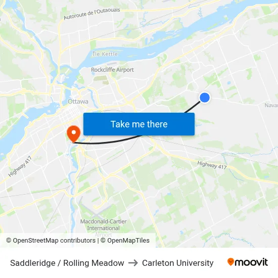 Saddleridge / Rolling Meadow to Carleton University map