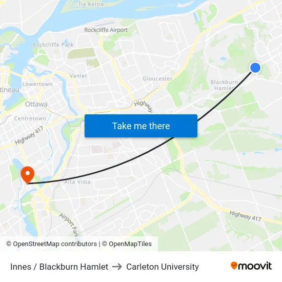 Innes / Blackburn Hamlet to Carleton University map