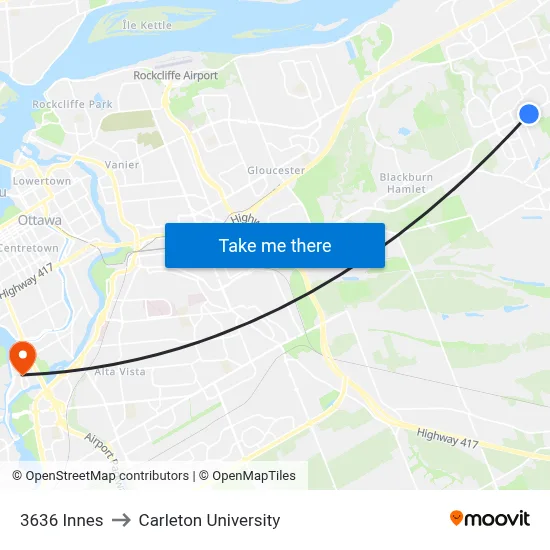 3636 Innes to Carleton University map