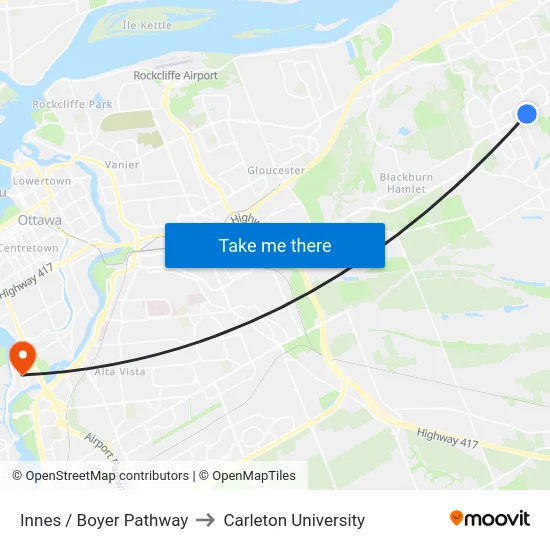 Innes / Boyer Pathway to Carleton University map