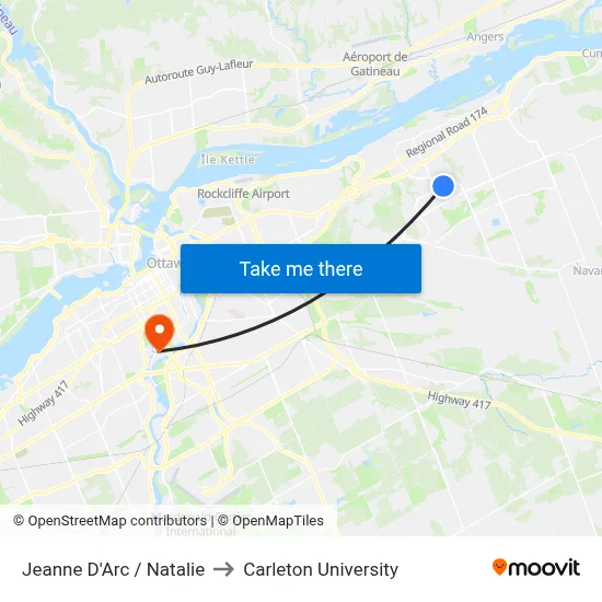 Jeanne D'Arc / Natalie to Carleton University map