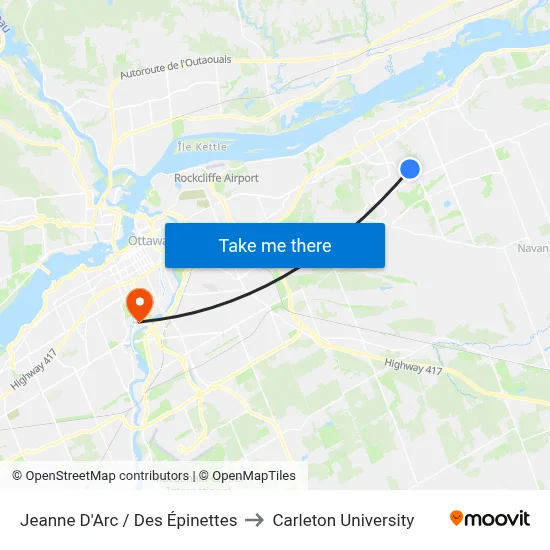 Jeanne D'Arc / Des Épinettes to Carleton University map