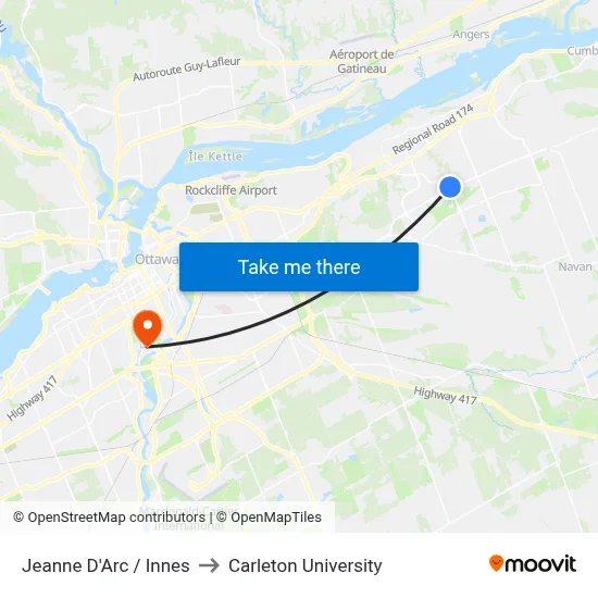 Jeanne D'Arc / Innes to Carleton University map
