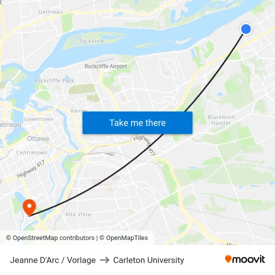 Jeanne D'Arc / Vorlage to Carleton University map