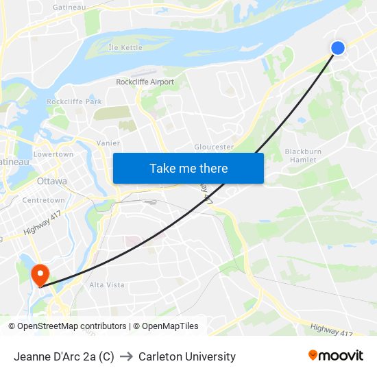 Jeanne D'Arc 2a (C) to Carleton University map