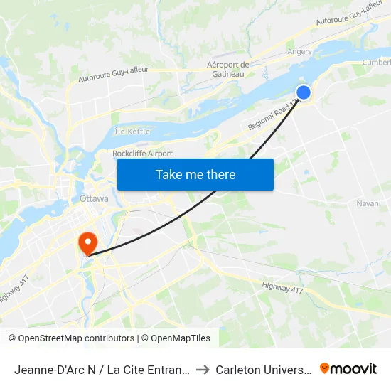 Jeanne-D'Arc N / La Cite Entrance to Carleton University map