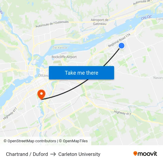 Chartrand / Duford to Carleton University map