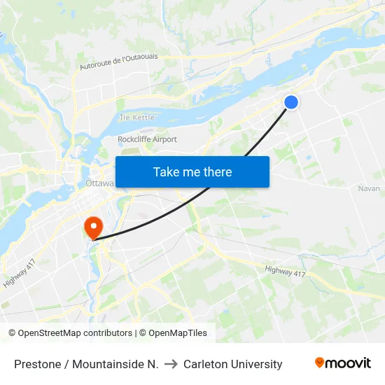 Prestone / Mountainside N. to Carleton University map