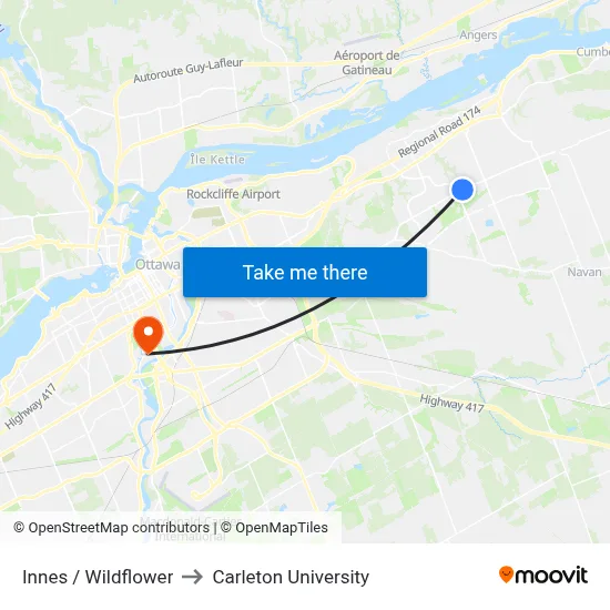 Innes / Wildflower to Carleton University map