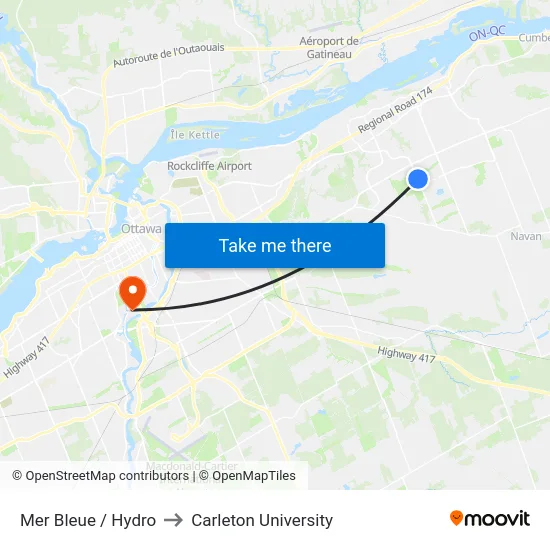 Mer Bleue / Hydro to Carleton University map