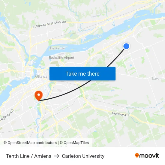 Tenth Line / Amiens to Carleton University map
